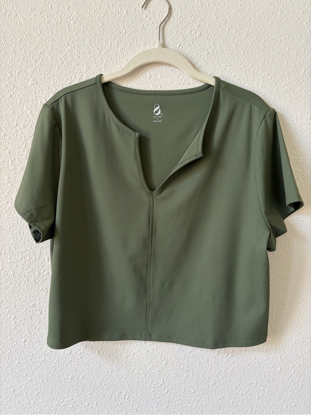 Lou & Grey Green Ribbed Crop Top Size XL Athleisure Sporty